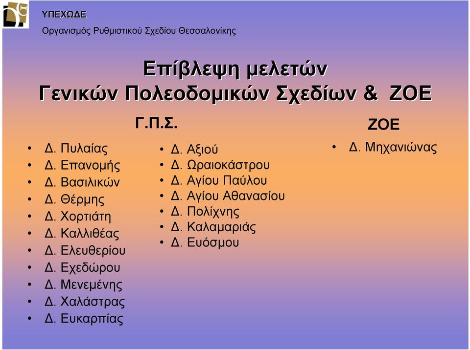 Μενεμένης Δ. Χαλάστρας Δ. Ευκαρπίας Γ.Π.Σ. Δ. Αξιού Δ. Ωραιοκάστρου Δ.