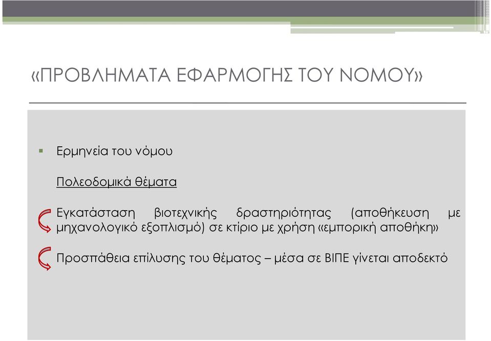 εξοπλισμό) σε κτίριο με χρήση «εμπορική αποθήκη»