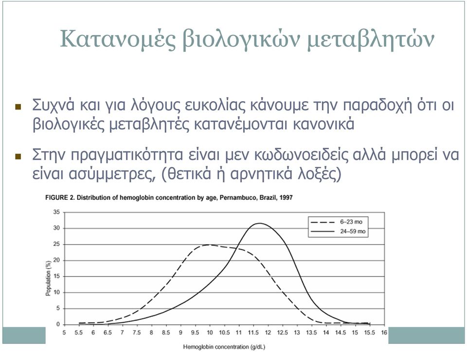 κατανέµονται κανονικά Στην πραγµατικότητα είναι µεν