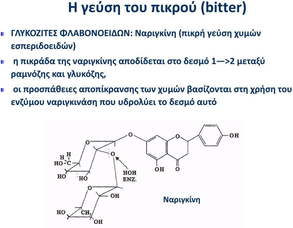 >2 μεταξύ ραμνόζης και γλυκόζης, οι προσπάθειες αποπίκρανσης των χυμών