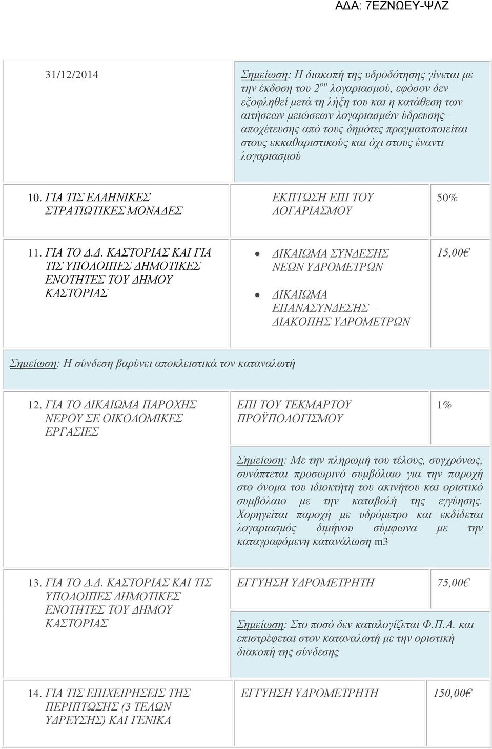 Σ ΕΚΠΤΩΣΗ ΕΠΙ ΤΟΥ ΛΟΓΑΡΙΑΣΜΟΥ 50% 11. ΓΙΑ ΤΟ Δ.