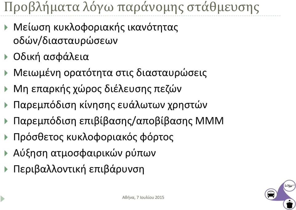 χώρος διέλευσης πεζών Παρεμπόδιση κίνησης ευάλωτων χρηστών Παρεμπόδιση