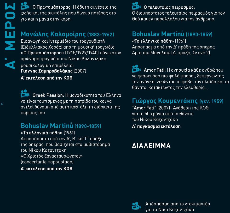μουσικολογική επιμέλεια: Γιάννης Σαμπροβαλάκης (2007) Α εκτέλεση από την ΚΟΘ Greek Passion: Η μοναδικότητα του Έλληνα να είναι ταυτισμένος με τη πατρίδα του και να αντλεί δύναμη από αυτή καθ όλη τη