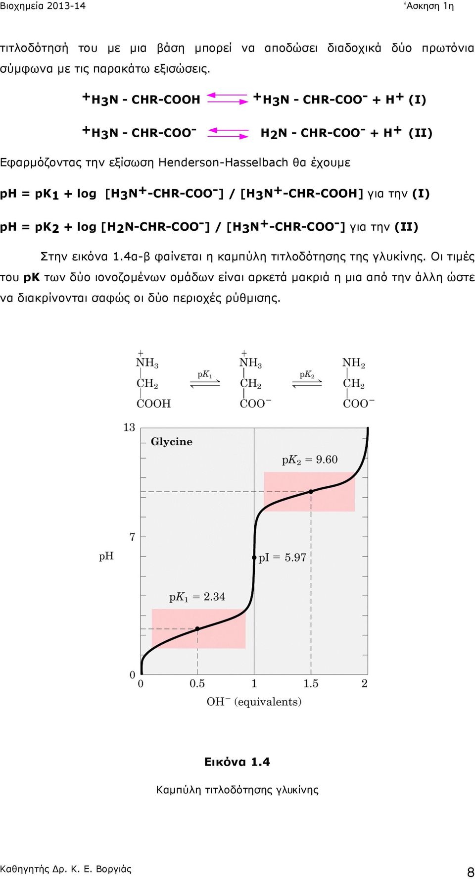 + log [H3N + -CHR-COO - ] / [H3N + -CHR-COOH] για την (I) ph = pk2 + log [H2N-CHR-COO - ] / [H3N + -CHR-COO - ] για την (II) Στην εικόνα 1.