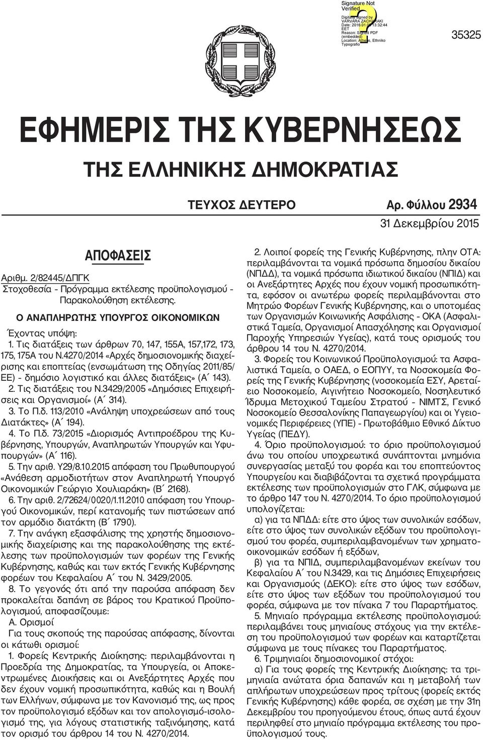 Τις διατάξεις των άρθρων 70, 147, 155Α, 157,172, 173, 175, 175Α του Ν.