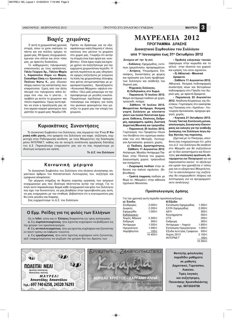 , Γάλλου Μαρία Ι., Καραπούλιο Θύμιο και Μαρία, Σιακαβάρα Σάκη και Χρυσούλα και Πούλιου Φώτω Κ., μας έδωσαν πλήρη εικόνα της κατάστασης που επικρατούσε.