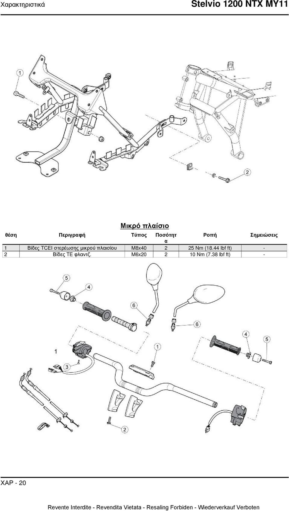 στερέωσης μικρού πλαισίου M8x40 2 25 Nm (18.