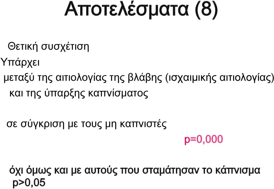 ύπαρξης καπνίσματος σε σύγκριση με τους μη καπνιστές