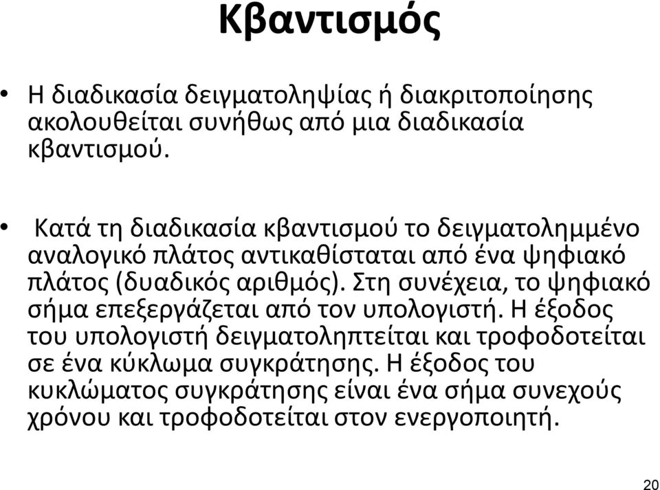 Στη συνέχεια, το ψηφιακό σήμα επεξεργάζεται από τον υπολογιστή.