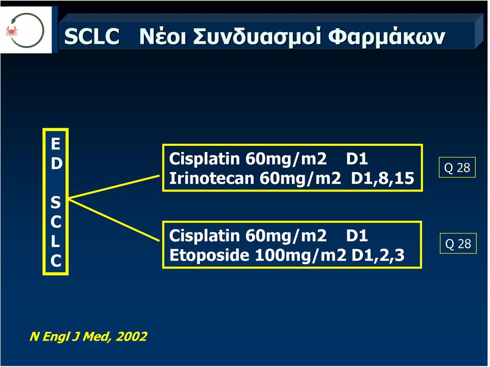 D1,8,15 Cisplatin 60mg/m2 D1 Etoposide
