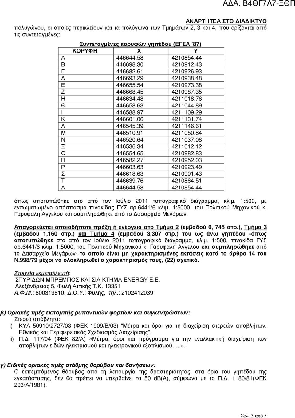 74 Λ 446545.39 4211146.61 Μ 446510.91 4211050.84 Ν 446520.64 4211037.08 Ξ 446536.34 4211012.12 Ο 446554.65 4210982.83 Π 446582.27 4210952.03 Ρ 446603.63 4210923.49 Σ 446618.63 4210901.43 Τ 446639.