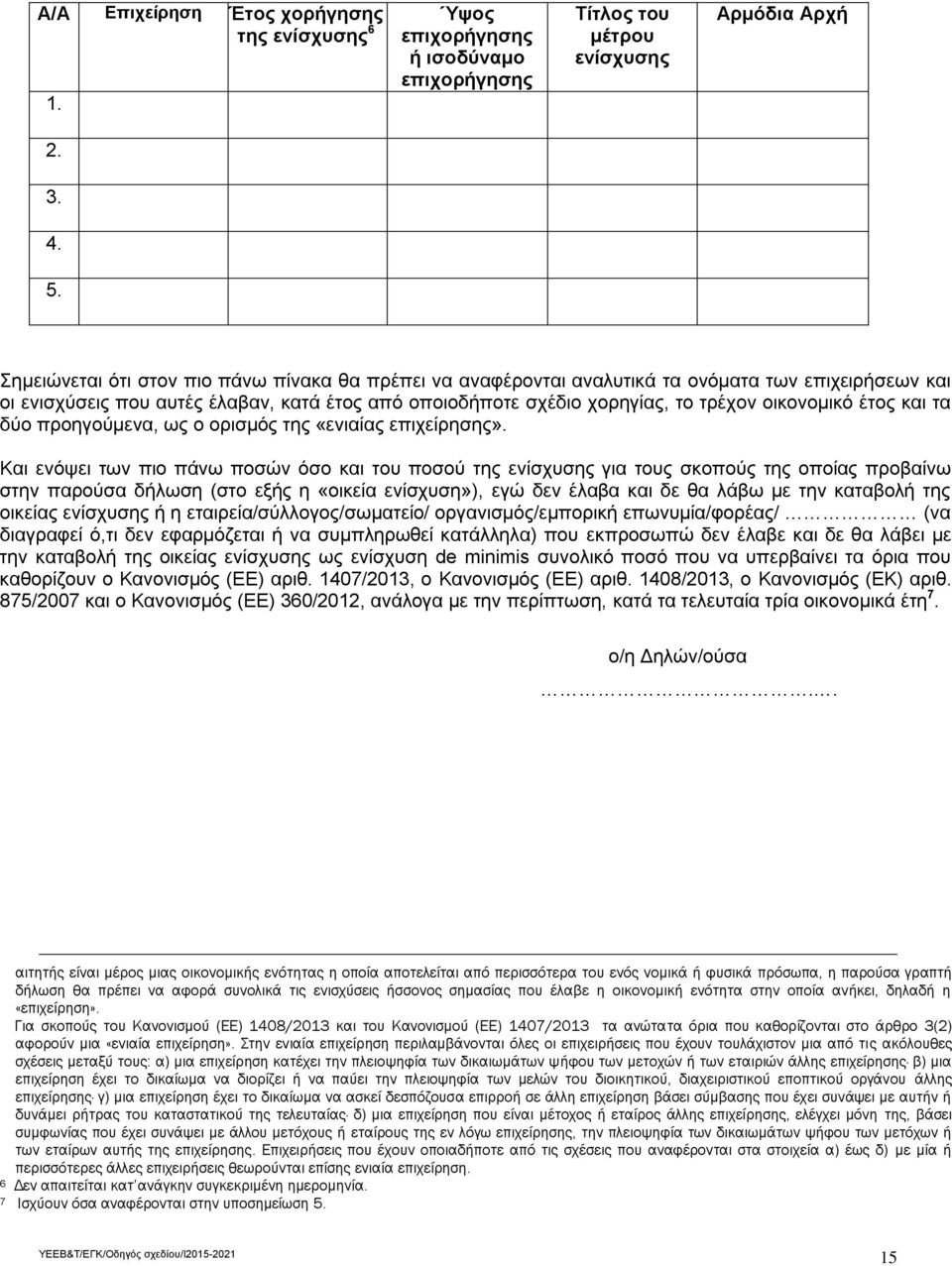 έτος και τα δύο προηγούμενα, ως ο ορισμός της «ενιαίας επιχείρησης».