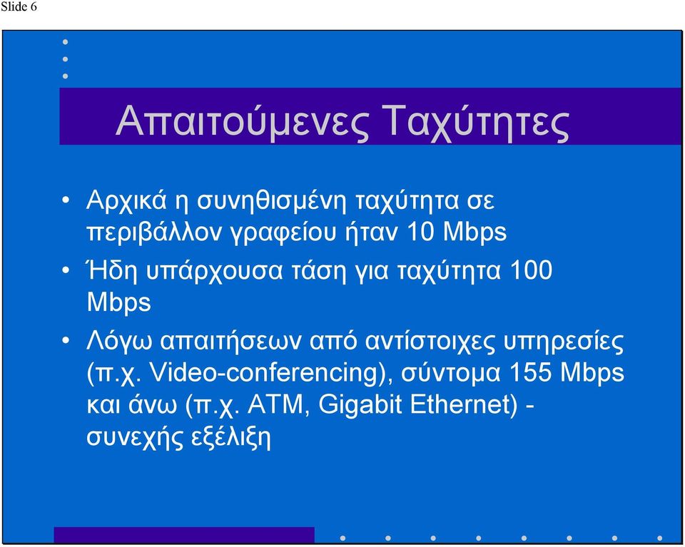 Μbps Λόγω απαιτήσεων από αντίστοιχε