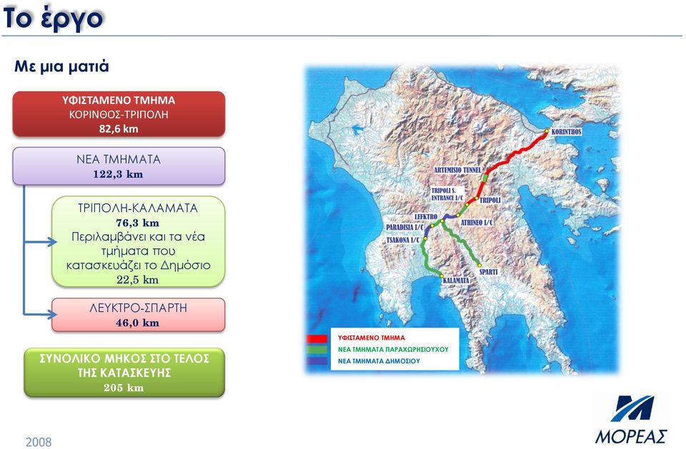 κατασκευάζει το Δημόσιο 22,5 km ΛΕΥΚΤΡΟ-ΣΠΑΡΤΗ 46,0 km ΣΥΝΟΛΙΚΟ ΜΗΚΟΣ ΣΤΟ