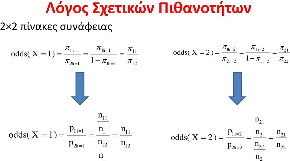 2 i 2 22 p n n odds( X ) p n n n n i. 2 i 2 2.