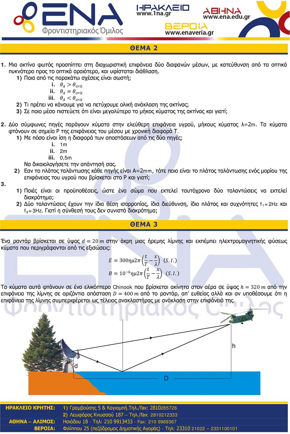 θ Α < θ crit 2) Τι πρέπει να κάνουμε για να πετύχουμε οική ανάκαση της ακτίνας; 3) Σε ποιο μέσο πιστεύετε ότι είναι μεγαύτερο το μήκος κύματος της ακτίνας και γιατί; 2.