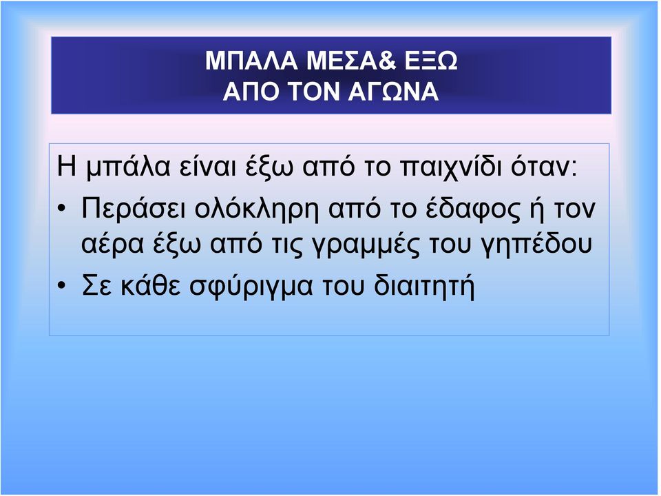 από το έδαφος ή τον αέρα έξω από τις