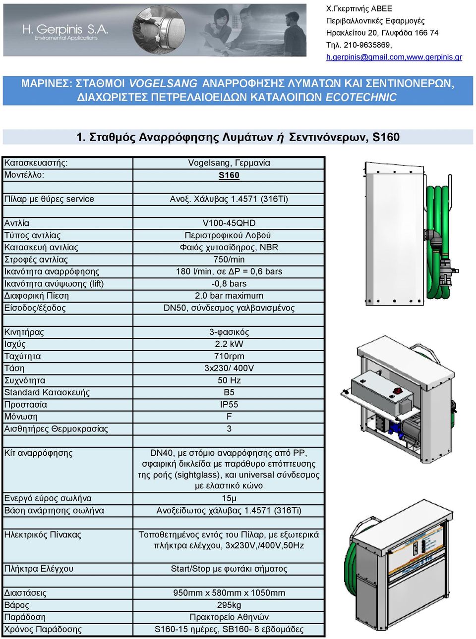 0 bar maximum DN50, σύνδεσμος γαλβανισμένος Κινητήρας 3-φασικός Ισχύς 2.