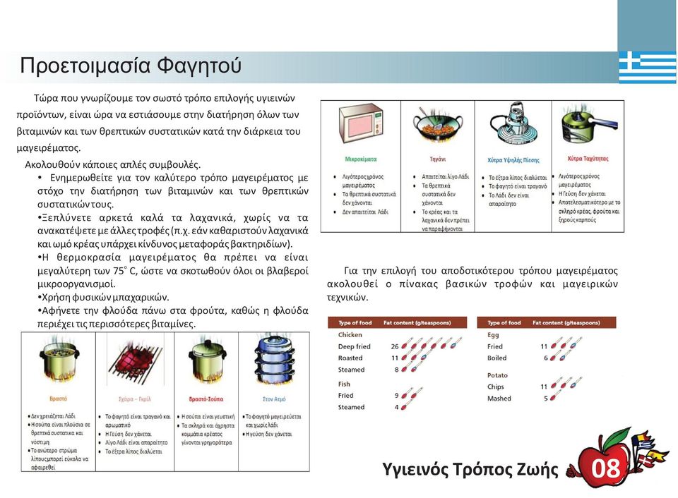ŸΞεπλύνετε αρκετά καλά τα λαχανικά, χωρίς να τα ανακατέψετε με άλλες τροφές (π.χ. εάν καθαριστούν λαχανικά και ωμό κρέας υπάρχει κίνδυνος μεταφοράς βακτηριδίων).