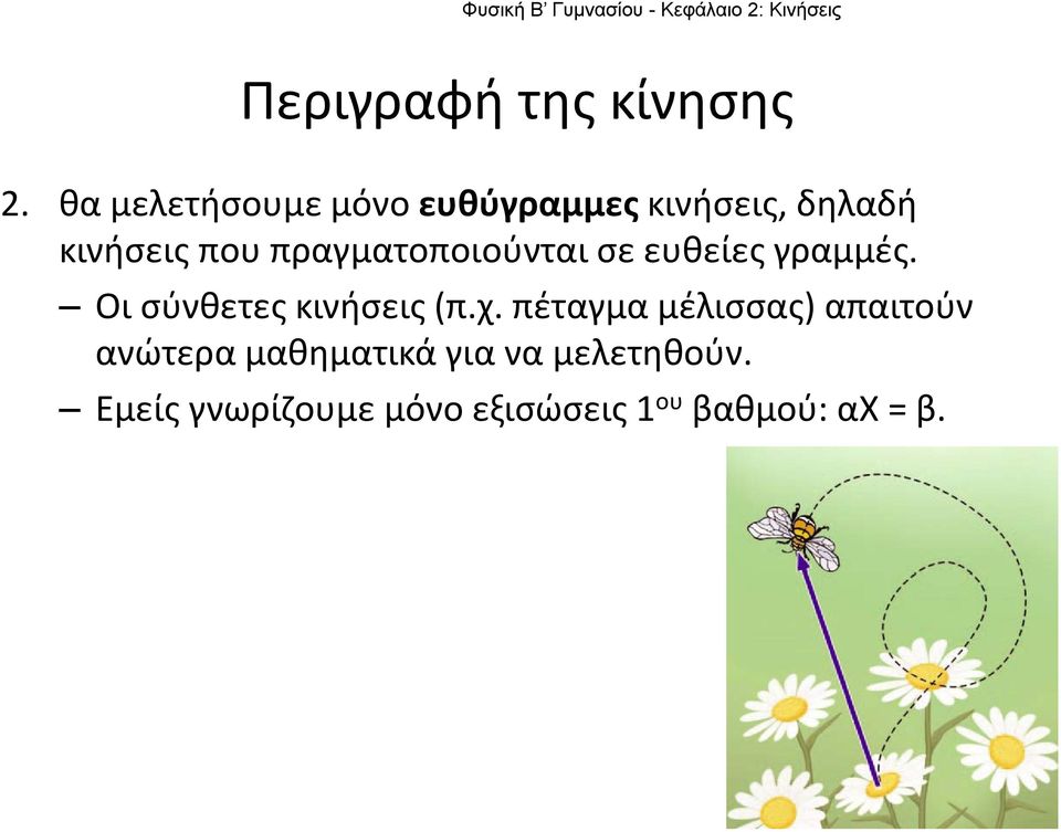 πραγματοποιούνται σε ευθείες γραμμές. Οι σύνθετες κινήσεις (π.χ.