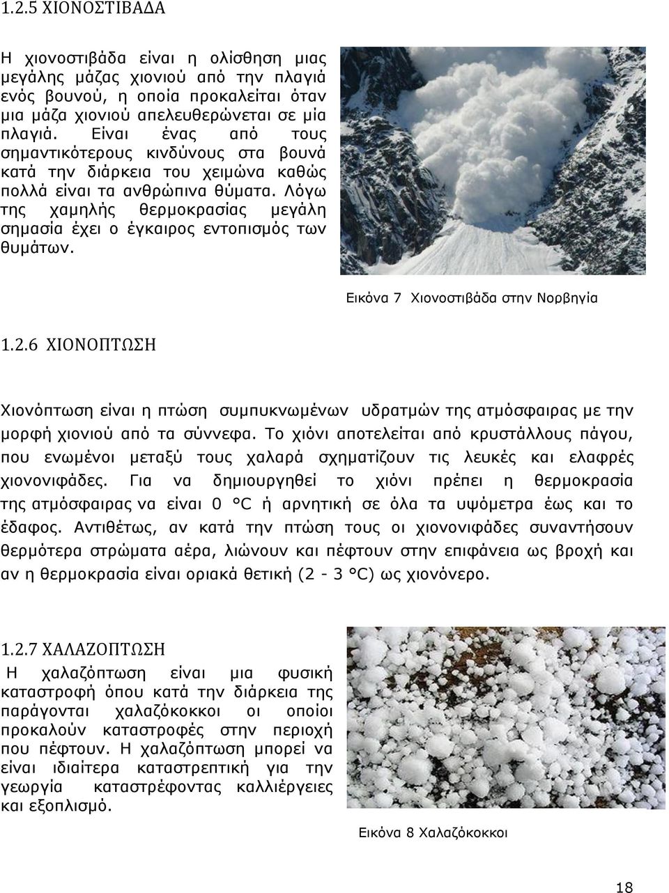 Λόγω της χαμηλής θερμοκρασίας μεγάλη σημασία έχει ο έγκαιρος εντοπισμός των θυμάτων. Εικόνα 7 Χιονοστιβάδα στην Νορβηγία 1.2.