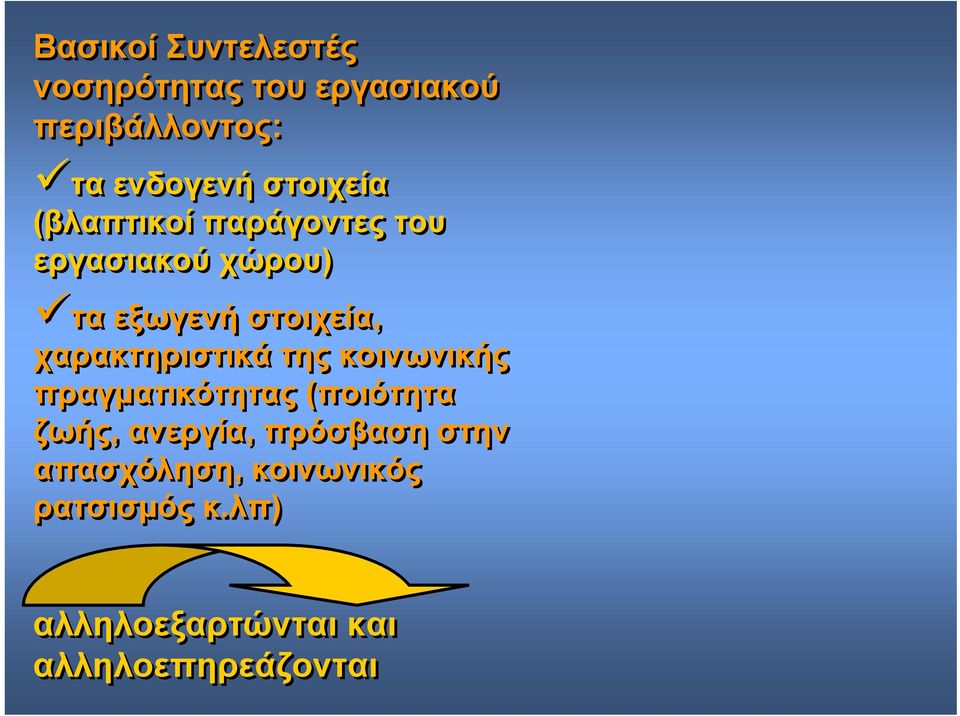 χαρακτηριστικά της κοινωνικής πραγματικότητας (ποιότητα ζωής, ανεργία,