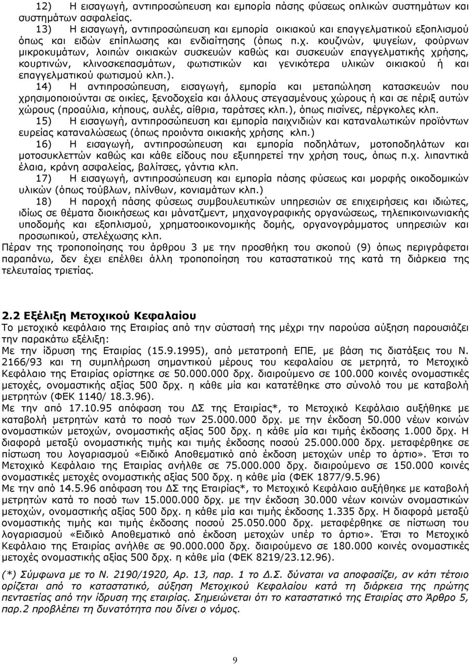 κουζινών, ψυγείων, φούρνων μικροκυμάτων, λοιπών οικιακών συσκευών καθώς και συσκευών επαγγελματικής χρήσης, κουρτινών, κλινοσκεπασμάτων, φωτιστικών και γενικότερα υλικών οικιακού ή και επαγγελματικού