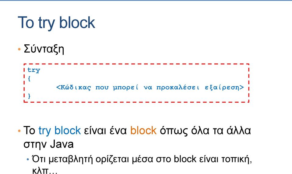 ένα block όπως όλα τα άλλα στην Java Ότι