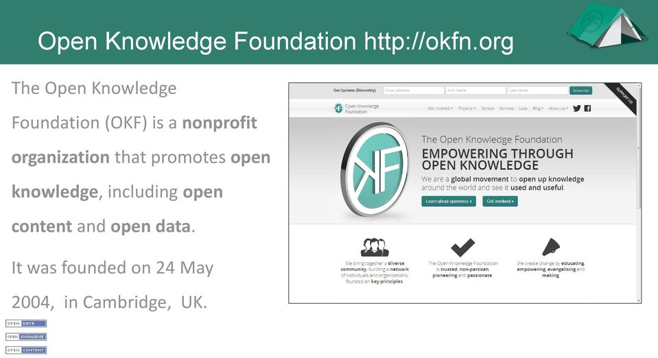 organization that promotes open knowledge, including