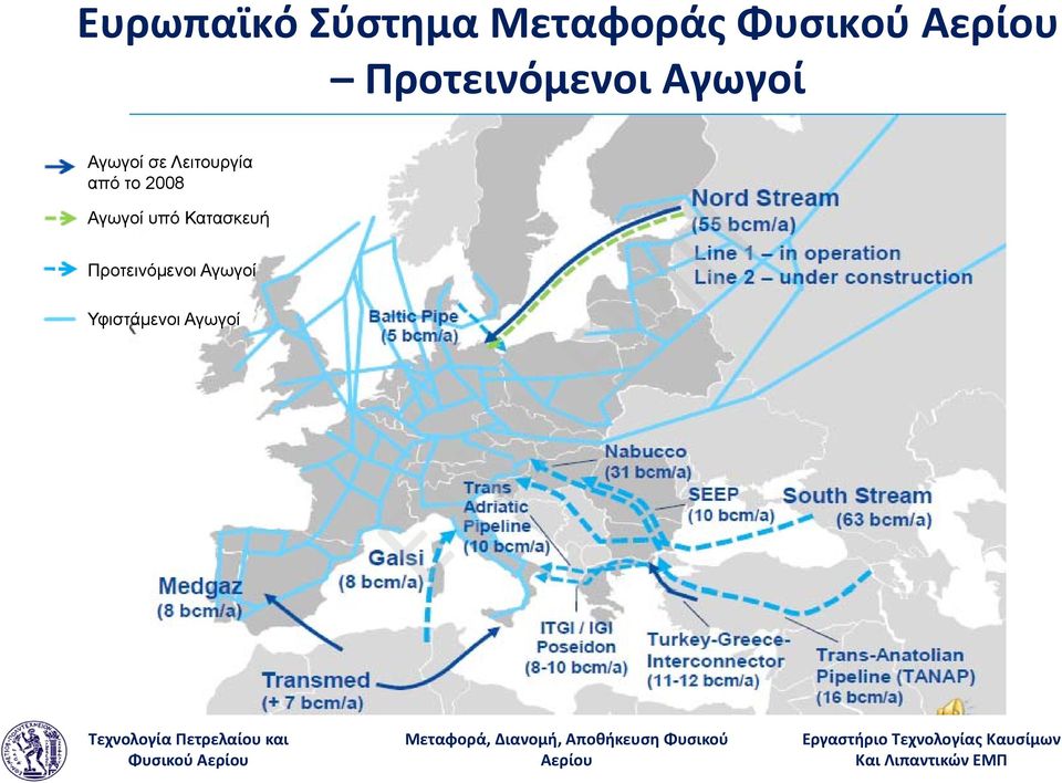 Λειτουργία από το 2008 Αγωγοί υπό