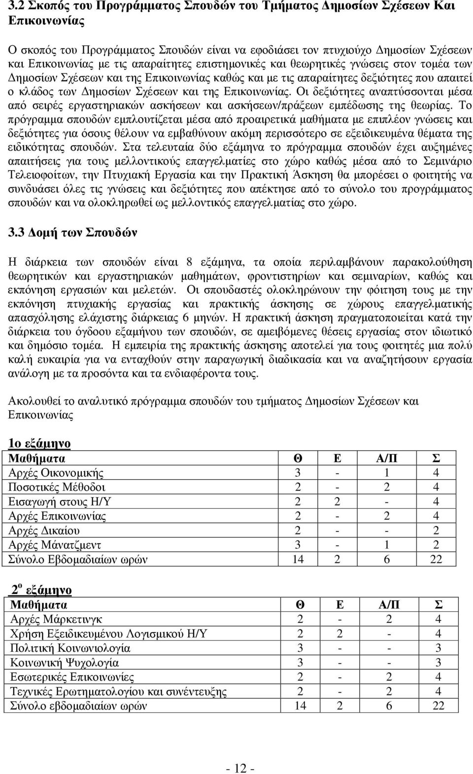 Επικοινωνίας. Οι δεξιότητες αναπτύσσονται µέσα από σειρές εργαστηριακών ασκήσεων και ασκήσεων/πράξεων εµπέδωσης της θεωρίας.