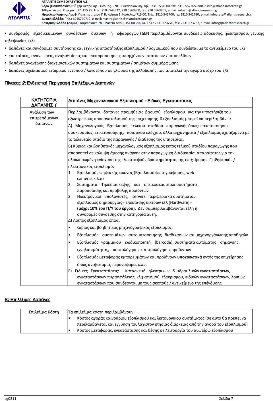 ιστοτόπων / ιστοσελίδων, δαπάνες ανανέωσης διαχειριστικών συστημάτων και συστημάτων / σημάτων συμμόρφωσης.