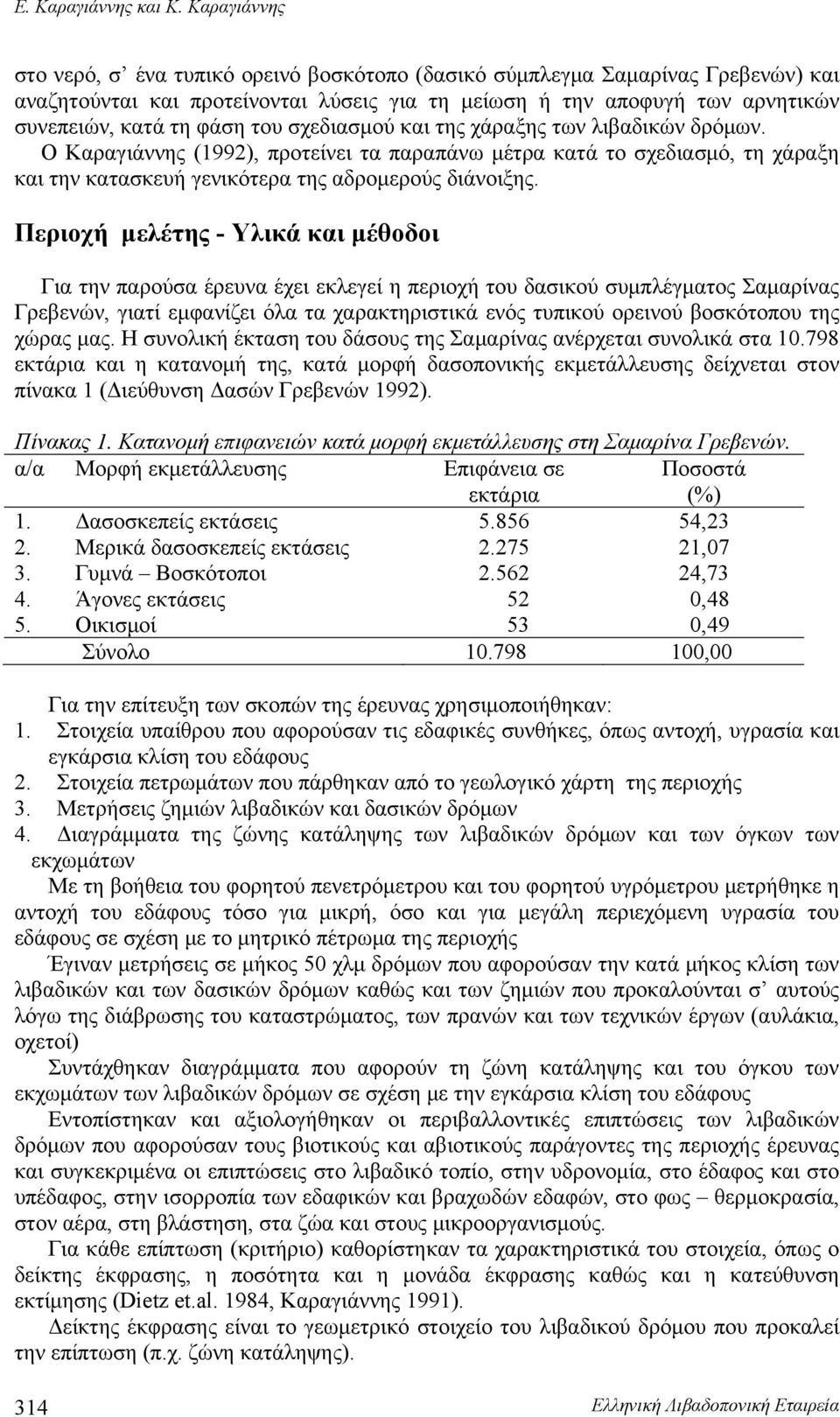 του σχεδιασμού και της χάραξης των λιβαδικών δρόμων. Ο Καραγιάννης (1992), προτείνει τα παραπάνω μέτρα κατά το σχεδιασμό, τη χάραξη και την κατασκευή γενικότερα της αδρομερούς διάνοιξης.