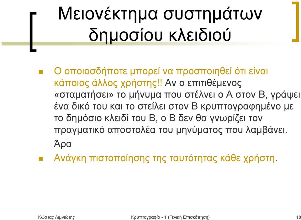 ! Αν ο επιτιθέμενος «σταματήσει» το μήνυμα που στέλνει ο A στον B, γράψει