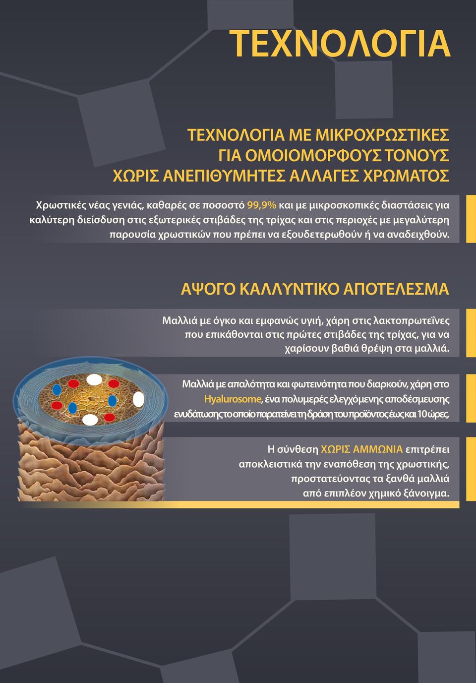 ΑΨΟΓΟ ΚΑΛΛΥΝΤΙΚΟ ΑΠΟΤΕΛΕΣΜΑ Μαλλιά με όγκο και εμφανώς υγιή, χάρη στις λακτοπρωτεΐνες που επικάθονται στις πρώτες στιβάδες της τρίχας, για να χαρίσουν βαθιά θρέψη στα μαλλιά.
