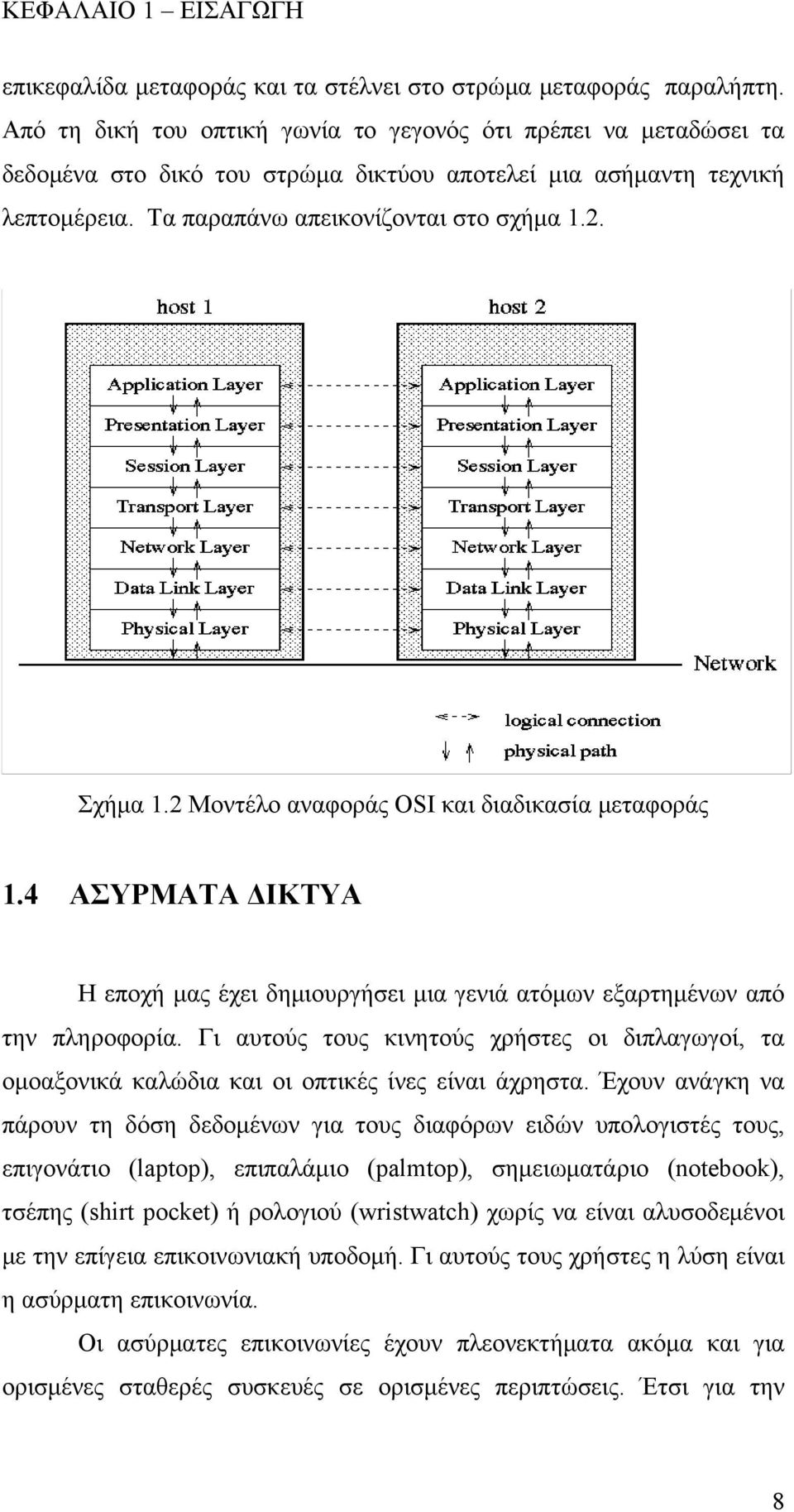 2 Μοντέλο αναφοράς OSI και διαδικασία μεταφοράς 1.4 ΑΣΥΡΜΑΤΑ ΔΙΚΤΥΑ Η εποχή μας έχει δημιουργήσει μια γενιά ατόμων εξαρτημένων από την πληροφορία.