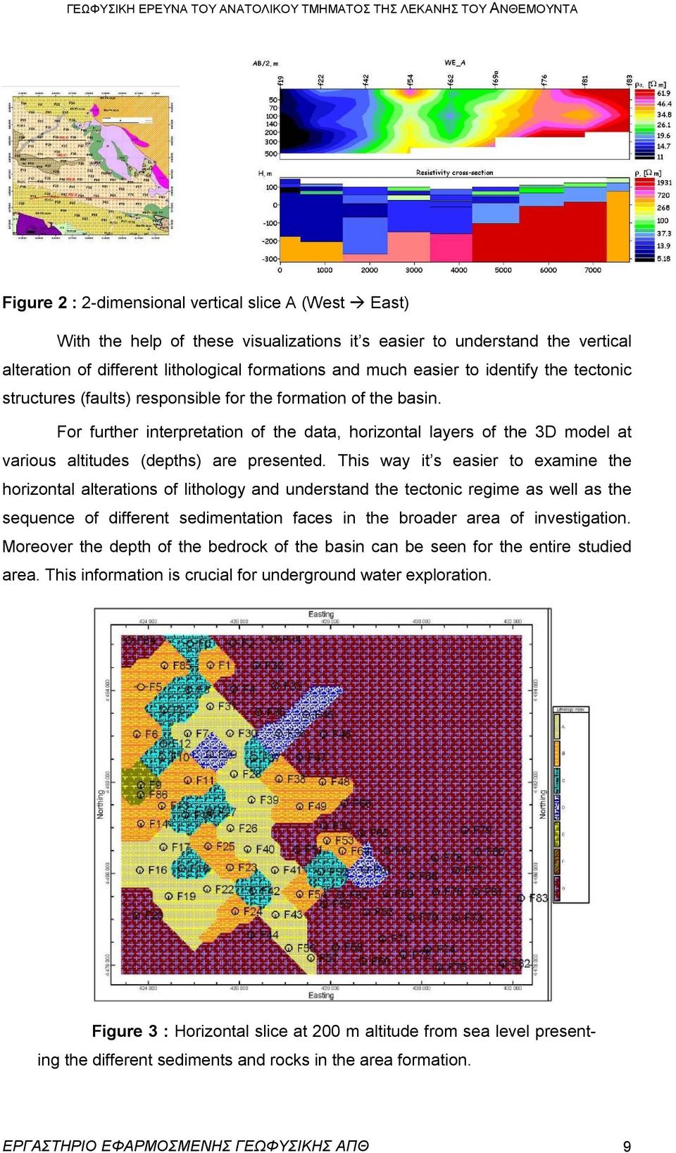 For further interpretation of the data, horizontal layers of the 3D model at various altitudes (depths) are presented.