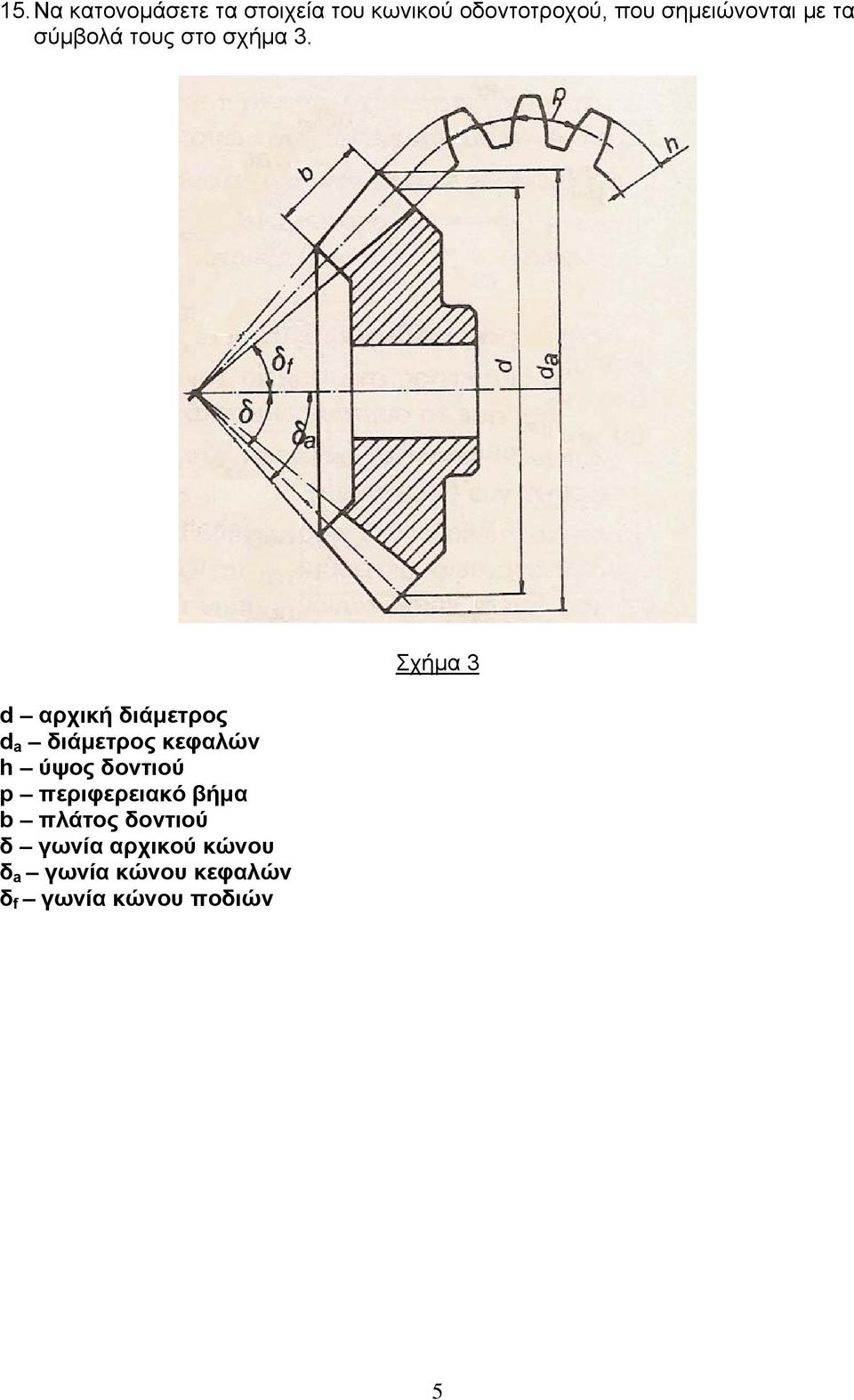 d αρχική διάμετρος d a διάμετρος κεφαλών h ύψος δοντιού p