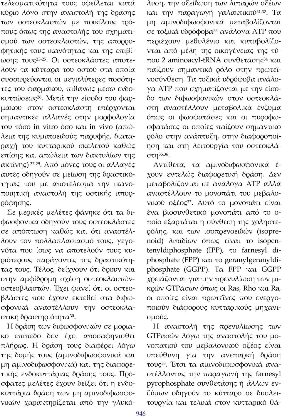 Μετά την είσοδο του φαρμάκου στον οστεοκλάστη επέρχονται σημαντικές αλλαγές στην μορφολογία του τόσο in vitro όσο και in vivo (απώλεια της κυματοειδούς παρυφής, διαταραχή του κυτταρικού σκελετού