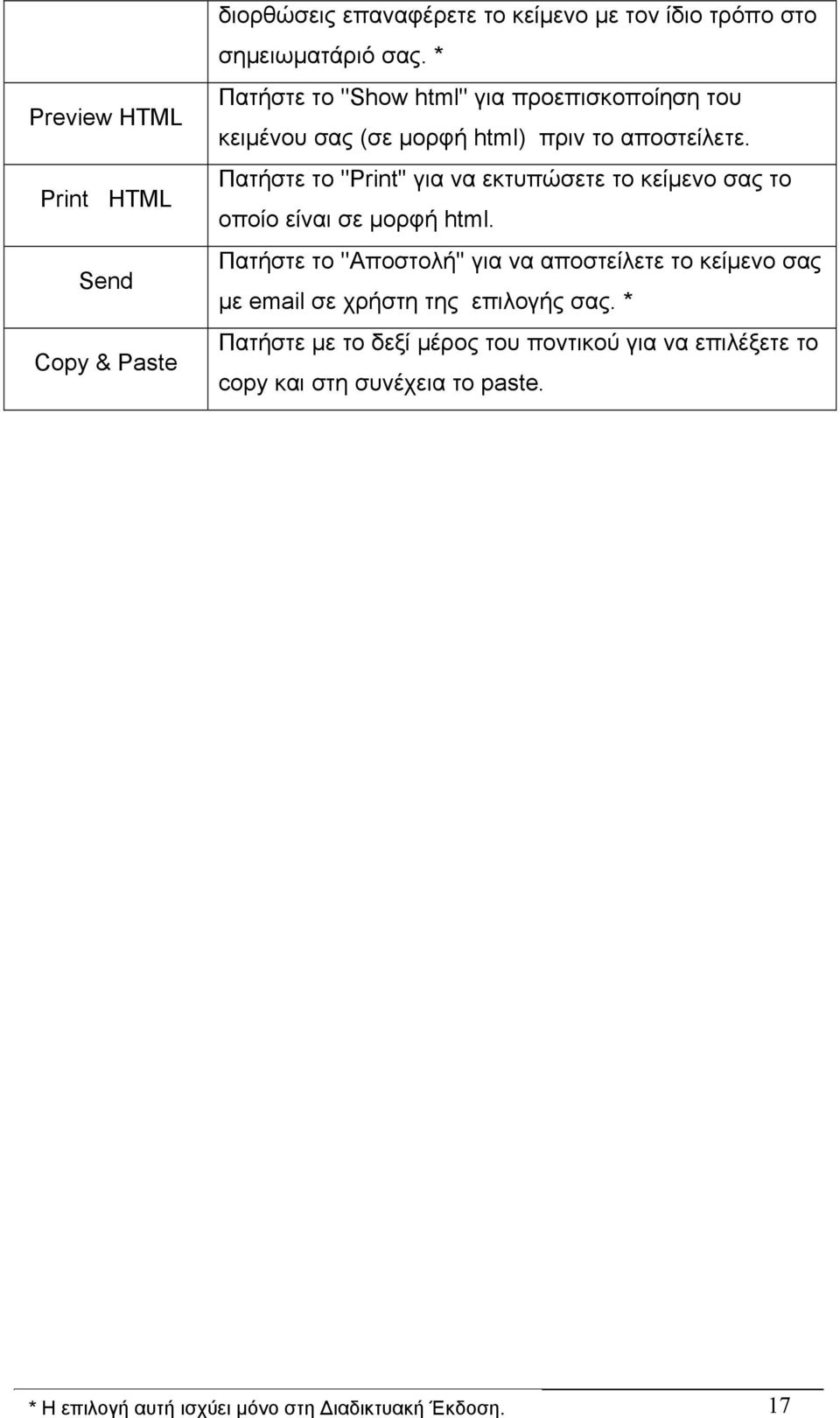 Πατήστε το ''Print'' για να εκτυπώσετε το κείμενο σας το οποίο είναι σε μορφή html.