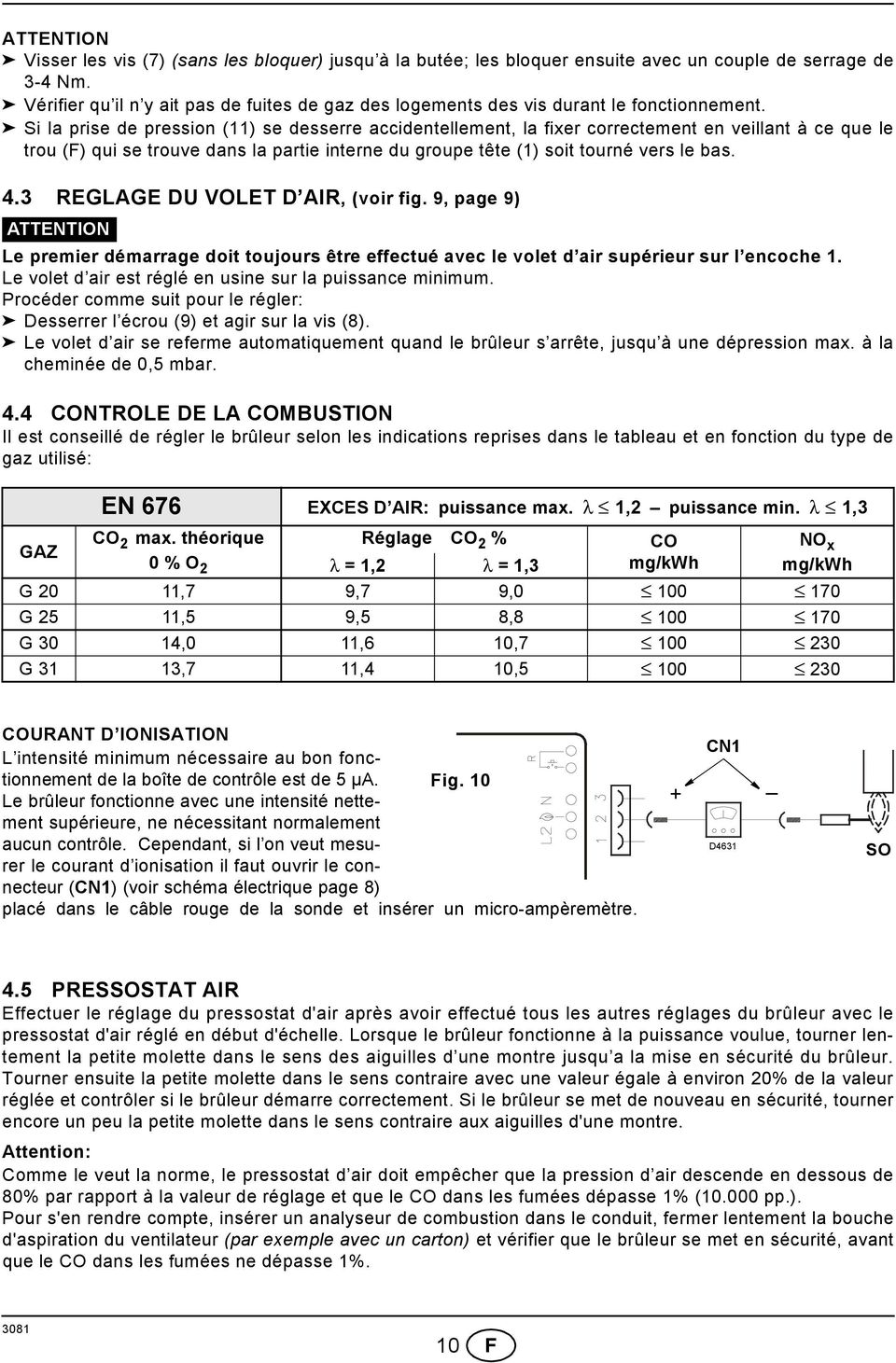 Si la prise de pression (11) se desserre accidentellement, la fixer correctement en veillant à ce que le trou (F) qui se trouve dans la partie interne du groupe tête (1) soit tourné vers le bas. 4.