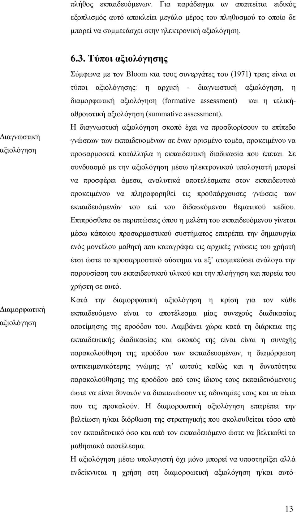 αμηνιφγεζε (formative assessment) θαη ε ηειηθήαζξνηζηηθή αμηνιφγεζε (summative assessment).
