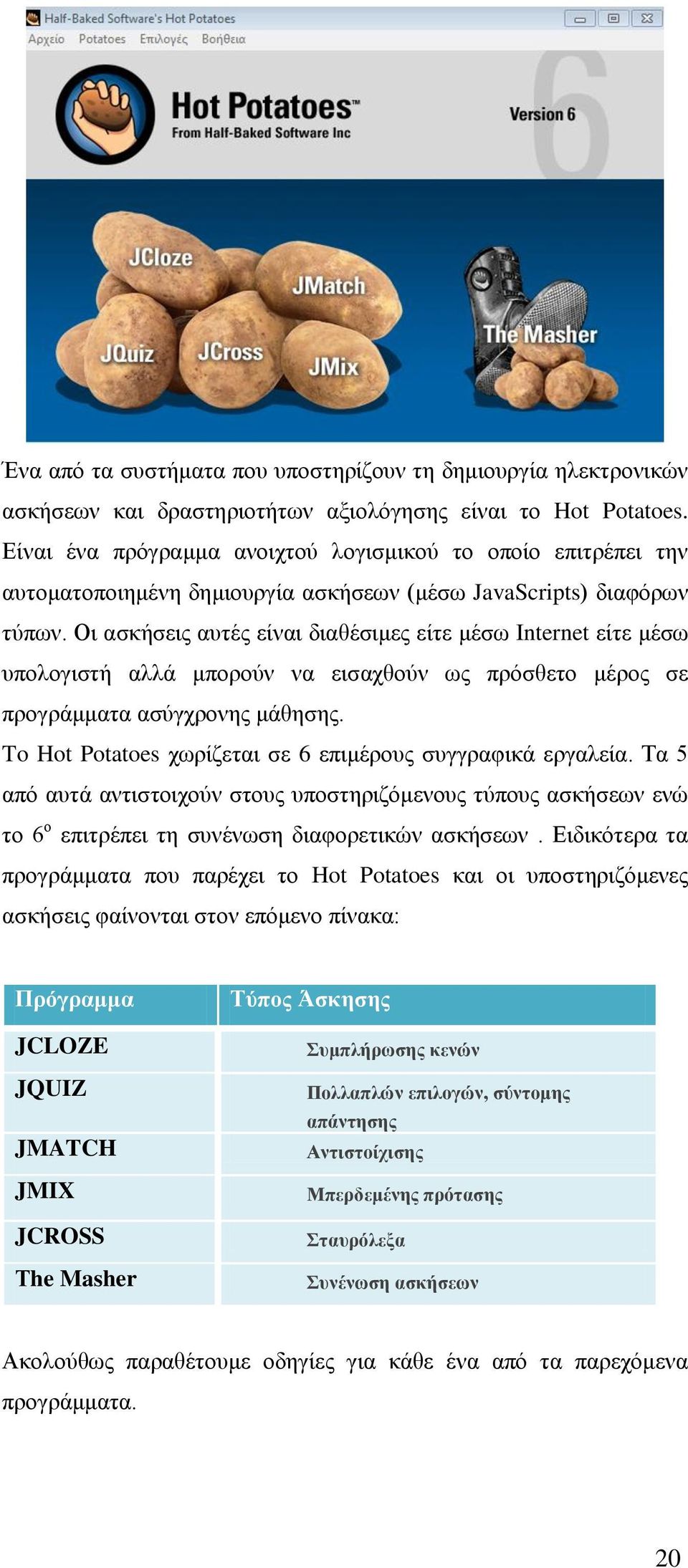 Οη αζθήζεηο απηέο είλαη δηαζέζηκεο είηε κέζσ Internet είηε κέζσ ππνινγηζηή αιιά κπνξνχλ λα εηζαρζνχλ σο πξφζζεην κέξνο ζε πξνγξάκκαηα αζχγρξνλεο κάζεζεο.