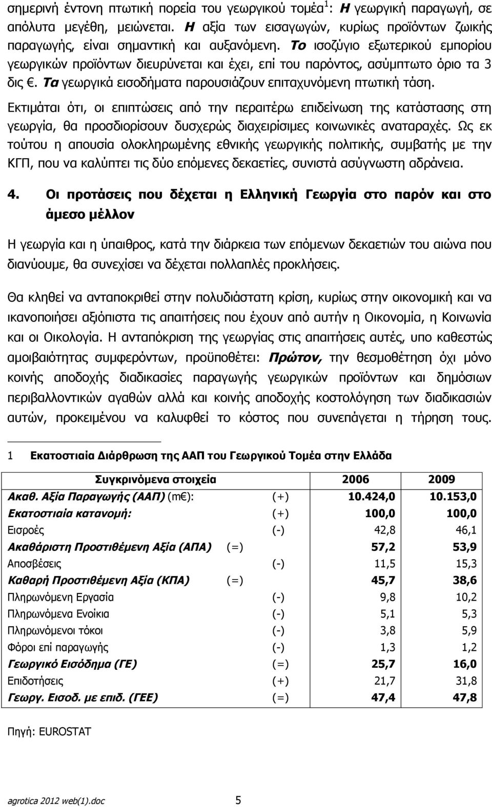 Εκτιμάται ότι, οι επιπτώσεις από την περαιτέρω επιδείνωση της κατάστασης στη γεωργία, θα προσδιορίσουν δυσχερώς διαχειρίσιμες κοινωνικές αναταραχές.