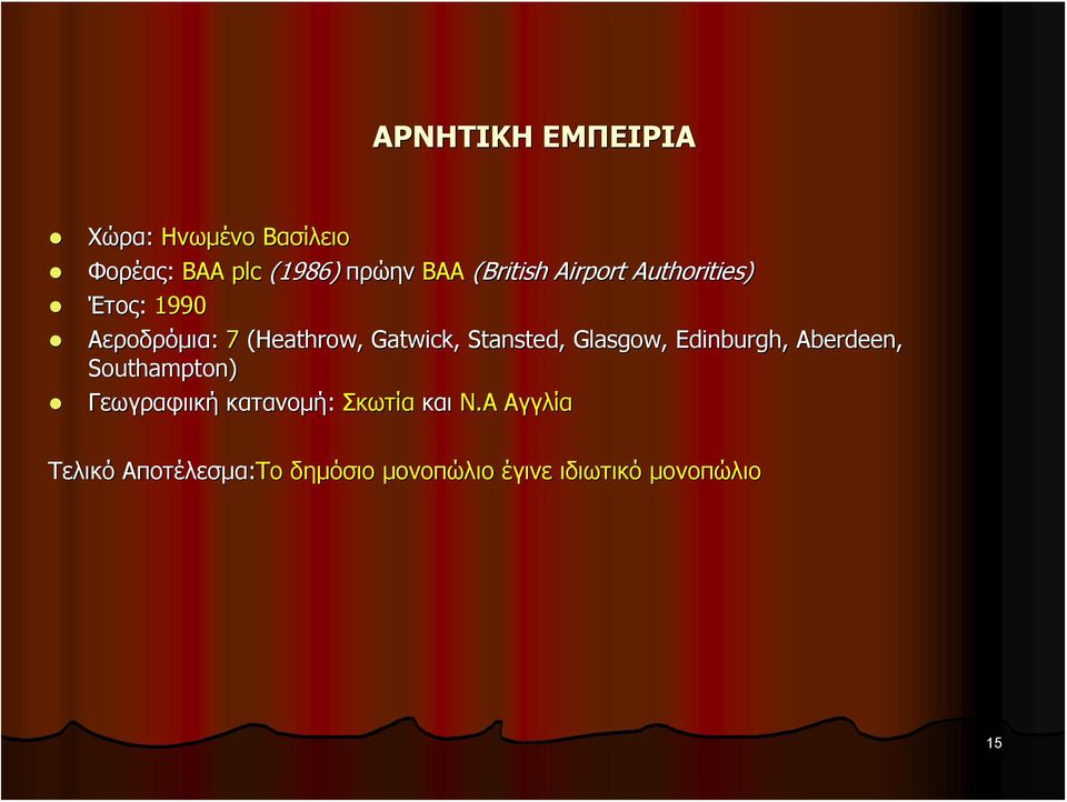 Stansted, Glasgow, Edinburgh, Aberdeen, Southampton) Γεωγραφιική κατανομή: