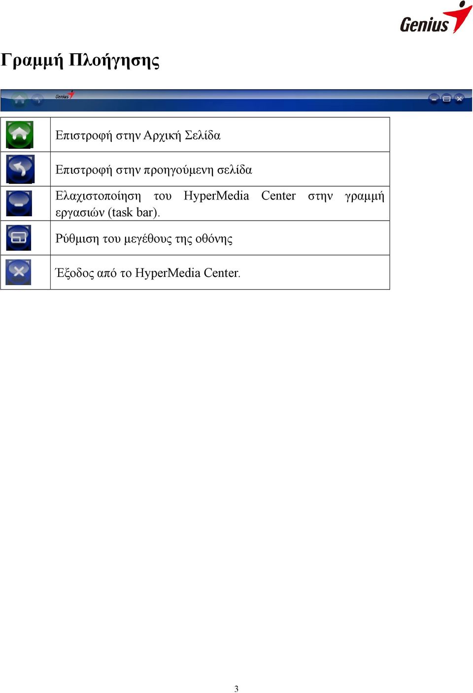 HyperMedia Center στην γραμμή εργασιών (task bar).