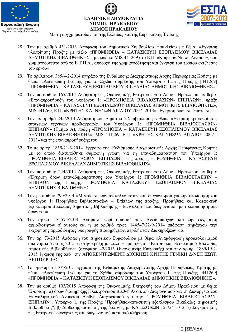 385/4-2-204 εγγράφο της Ενδιάμεσης Διαχειριστικής Αρχής Περιφέρειας Κρήτης με θέμα: «Διατύπωση Γνώμης για το Σχέδιο σύμβασης του Υποέργου.