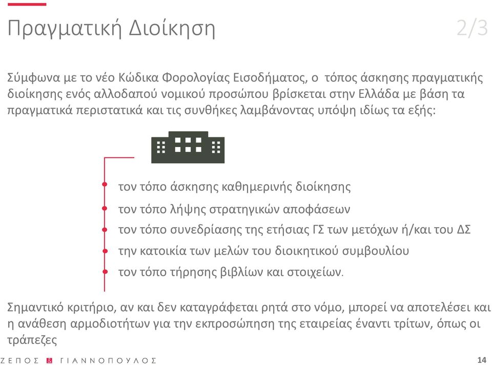 αποφάσεων τον τόπο συνεδρίασης της ετήσιας ΓΣ των μετόχων ή/και του ΔΣ την κατοικία των μελών του διοικητικού συμβουλίου τον τόπο τήρησης βιβλίων και στοιχείων.