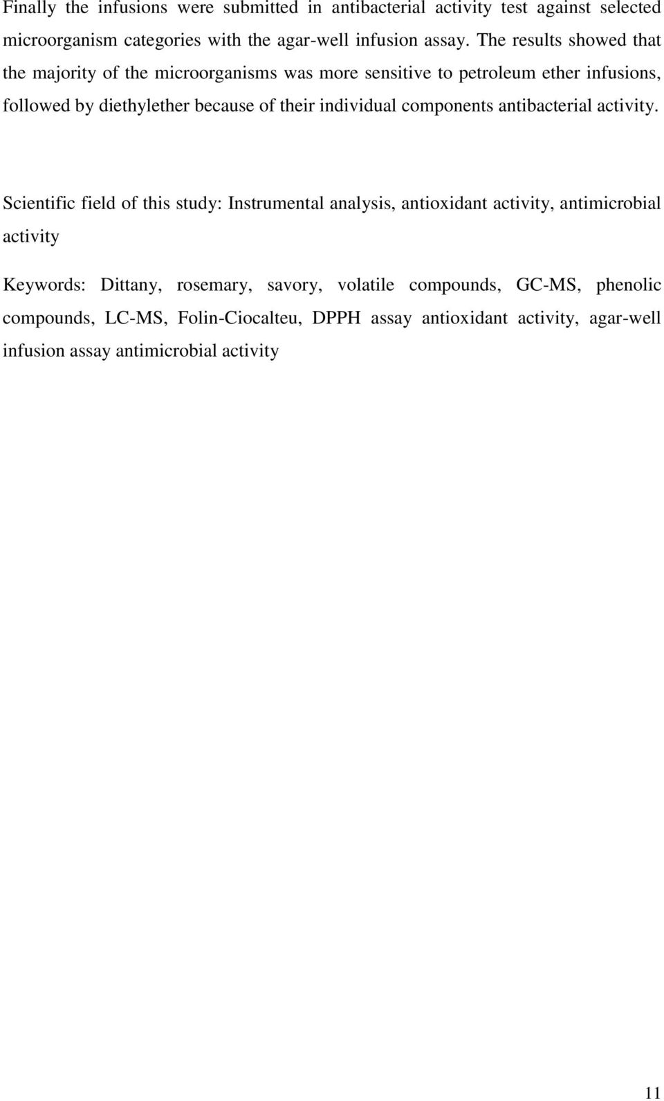 individual components antibacterial activity.