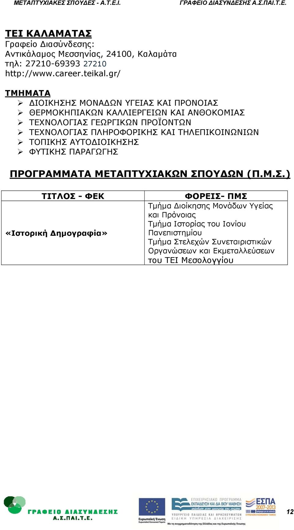 ΤΕΧΝΟΛΟΓΙΑΣ ΠΛΗΡΟΦΟΡΙΚΗΣ ΚΑΙ ΤΗΛΕΠΙΚΟΙΝΩΝΙΩΝ ΤΟΠΙΚΗΣ ΑΥΤΟ ΙΟΙΚΗΣΗΣ ΦΥΤΙΚΗΣ ΠΑΡΑΓΩΓΗΣ «Ιστορική ημογραφία» Τμήμα ιοίκησης